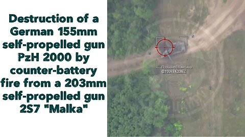 Destruction of a German 155-mm self-propelled gun PzH 2000 by counter-battery fire from a 203-mm