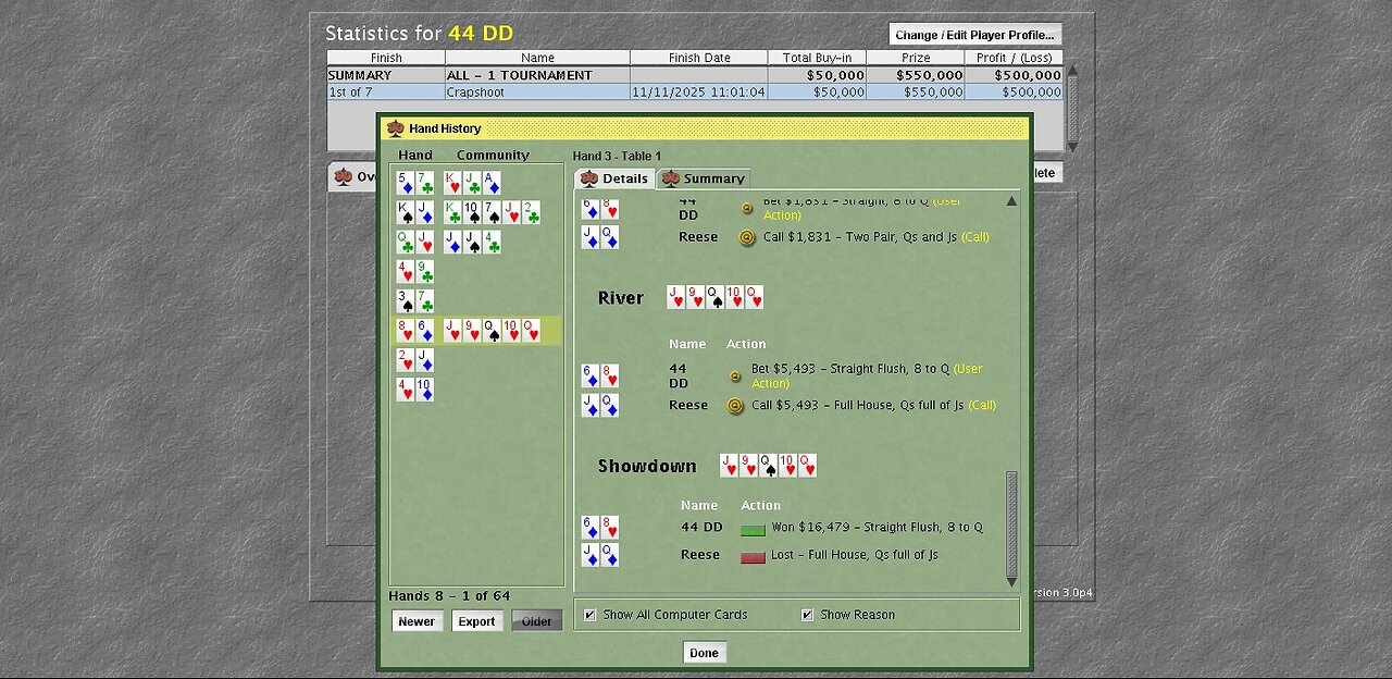 # hand 3 STR8 F L U S H 😂😂 hell yeah 👍👍