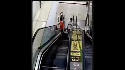 Someone should have given this kid a heads up on escalator safety. Ouch.😳