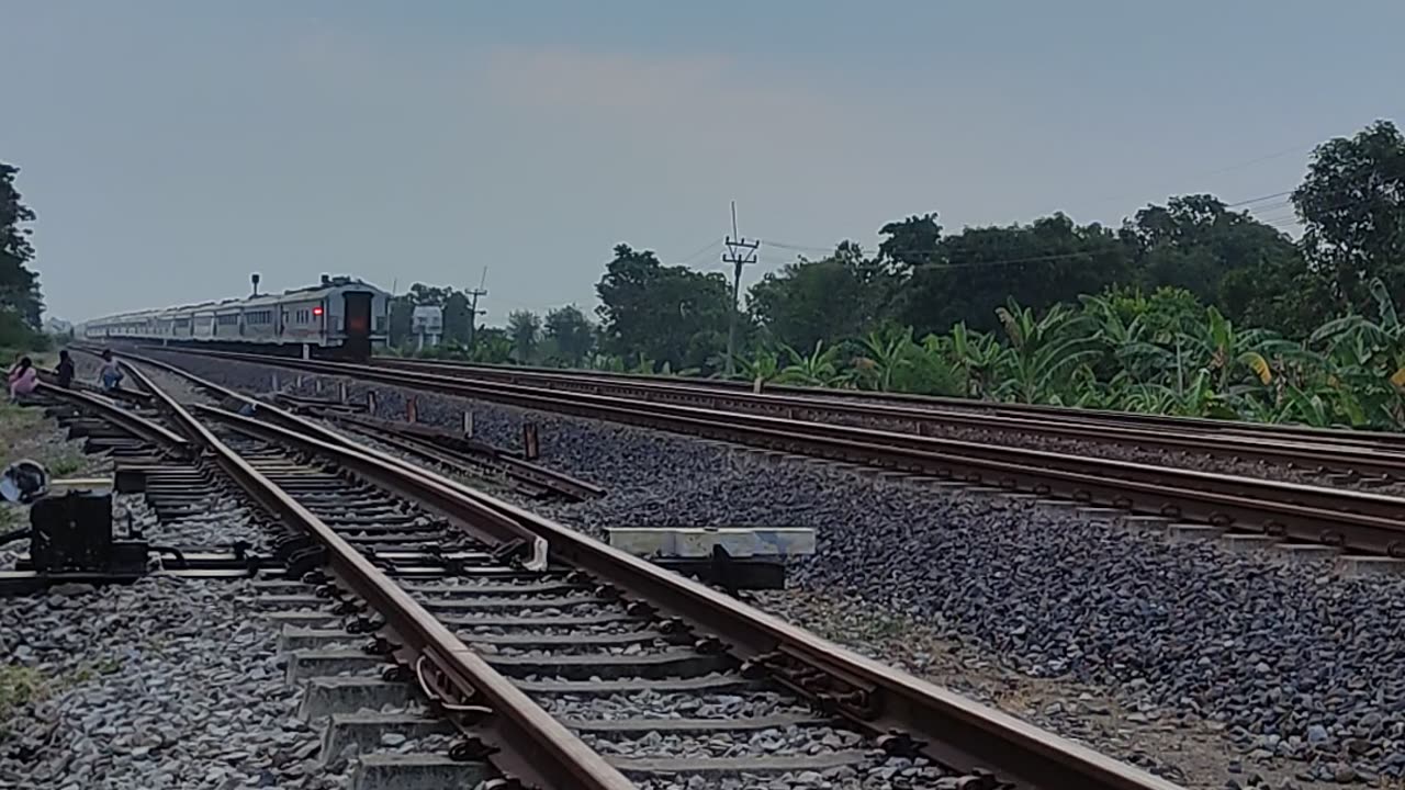 Playing at the train station