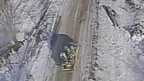 Vehicle Loaded Down With Russian Infantry is Rocked by Ukrainian Drone