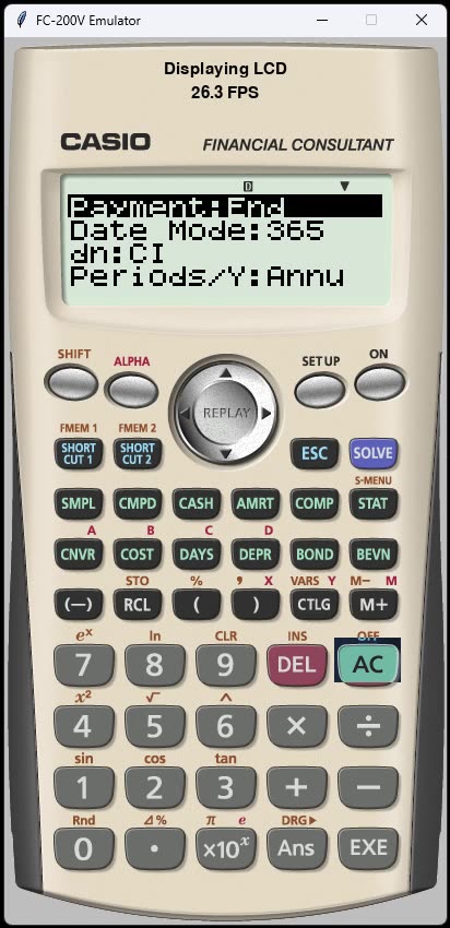 Financial Calculator - CASIO FC-200V Emulator