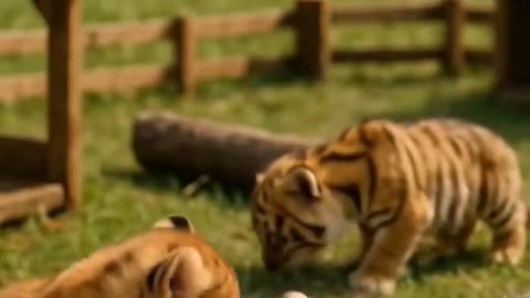 Tiny Lion and Tiger Farm Walk