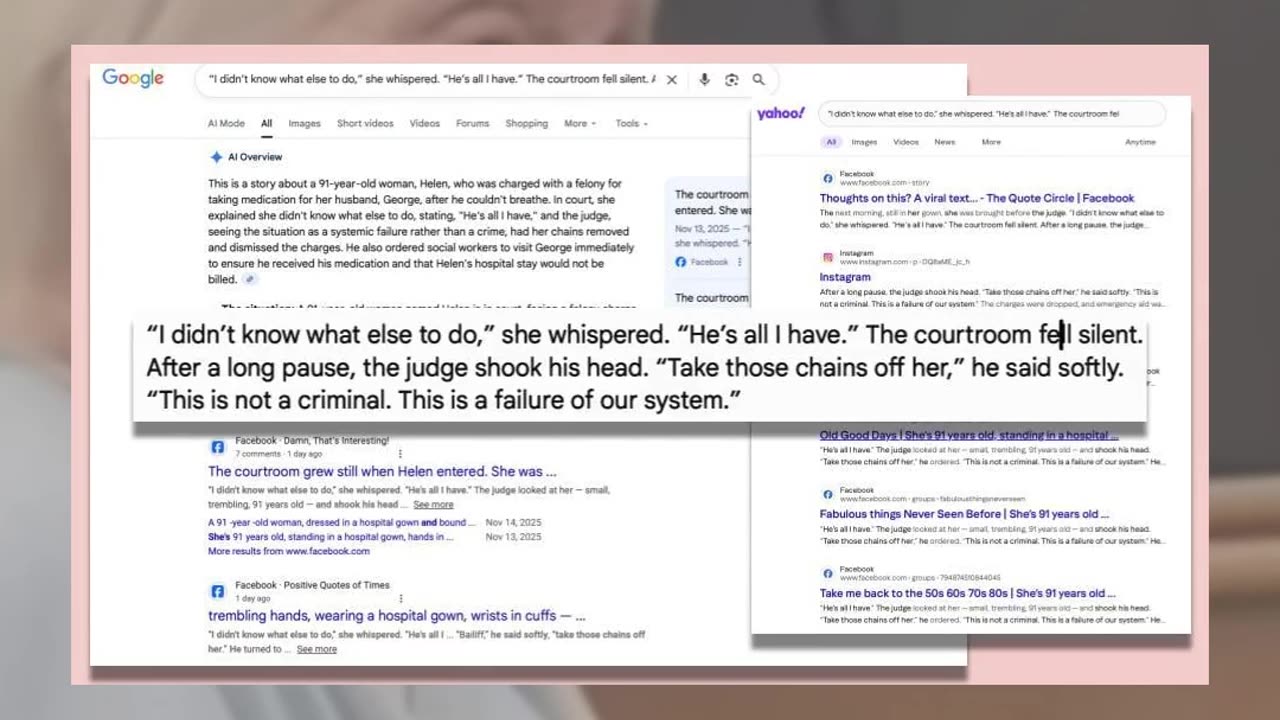 Fact Check: NO Evidence 'Helen', 91, Arrested And Jailed For Shoplifting Medicine For Ailing Husband