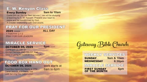 Wednesday Night Prayer (Pastor Tony Frazee) Gateway Bible Church 630pm 2025-10-01