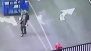 LMAOO.. protesters accidentally hit another protester with a dumpster.. 😭😭