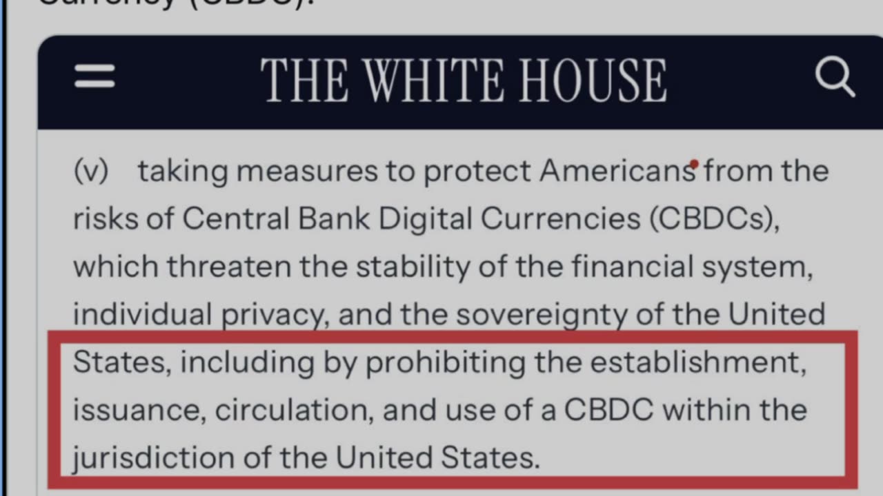 Trump has signed an executive order banning the creation of a Central Bank Digital Currency (CBDC)