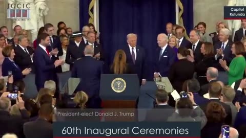 President Trump arrives inside the Capitol Rotunda.