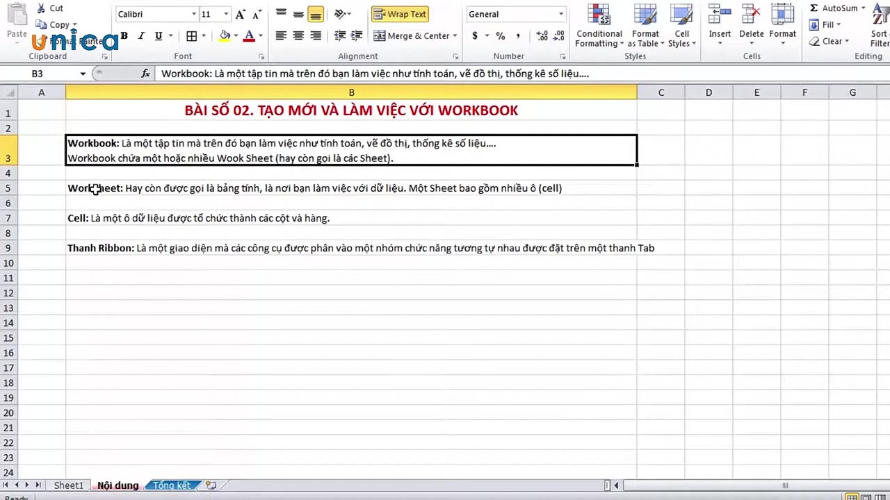 Bài 2: Tạo mới và làm việc với Workbook