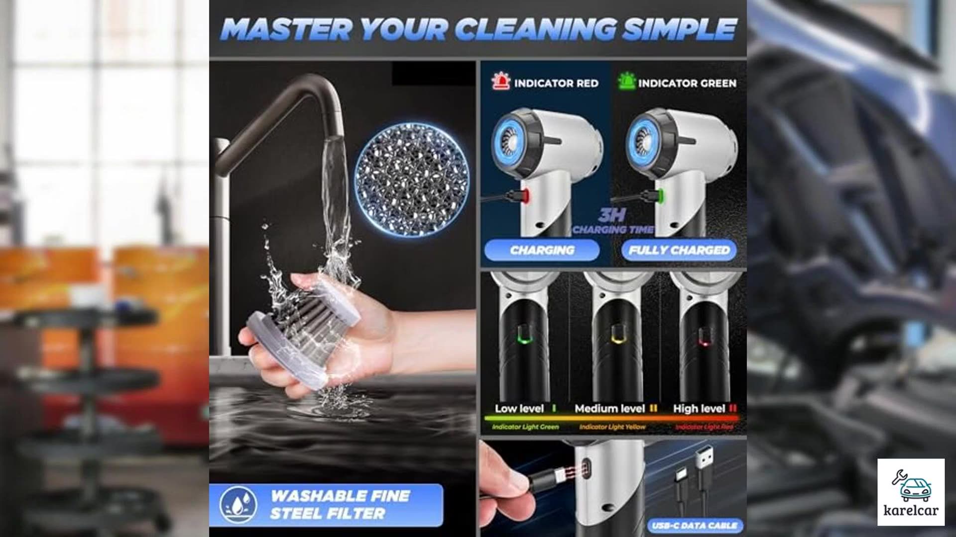 Saker Foldable Car Vacuum Portable Cordless 17000P