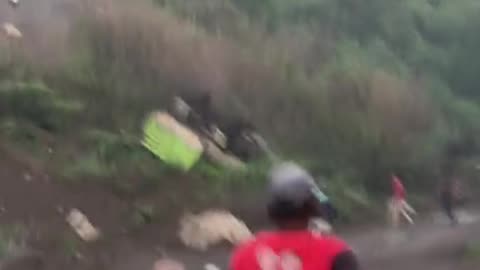 The truck loaded with sand rolled into a ravine