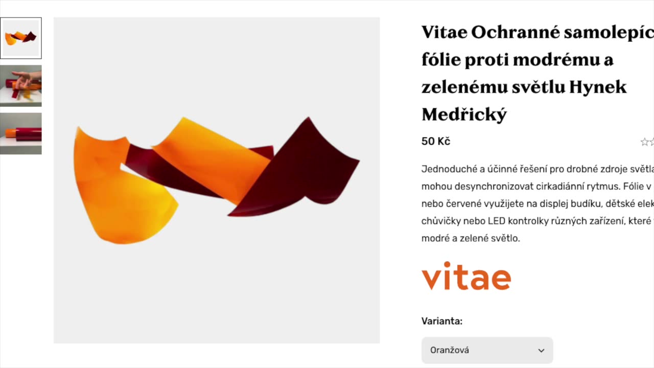 Fólie fltrující modrou složku světla