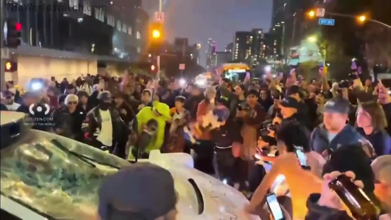 LAPD stand around as hundreds of skateboarders destroy downtown Los Angeles