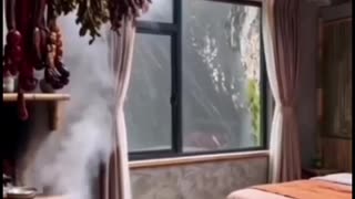 Rainy village resort.