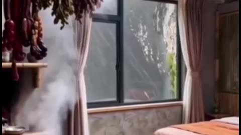 Rainy village resort.