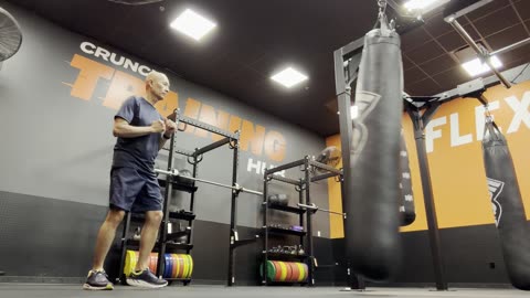 1/1/26: At age 72, my bag workouts continue at Crunch Fitness in Acworth, GA. Jump Front/Heel Kicks