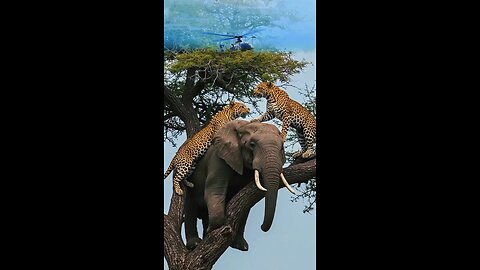 ‎🎬 ‎"Wild Showdown: Lion vs Elephant Interrupted by Helicopter!"