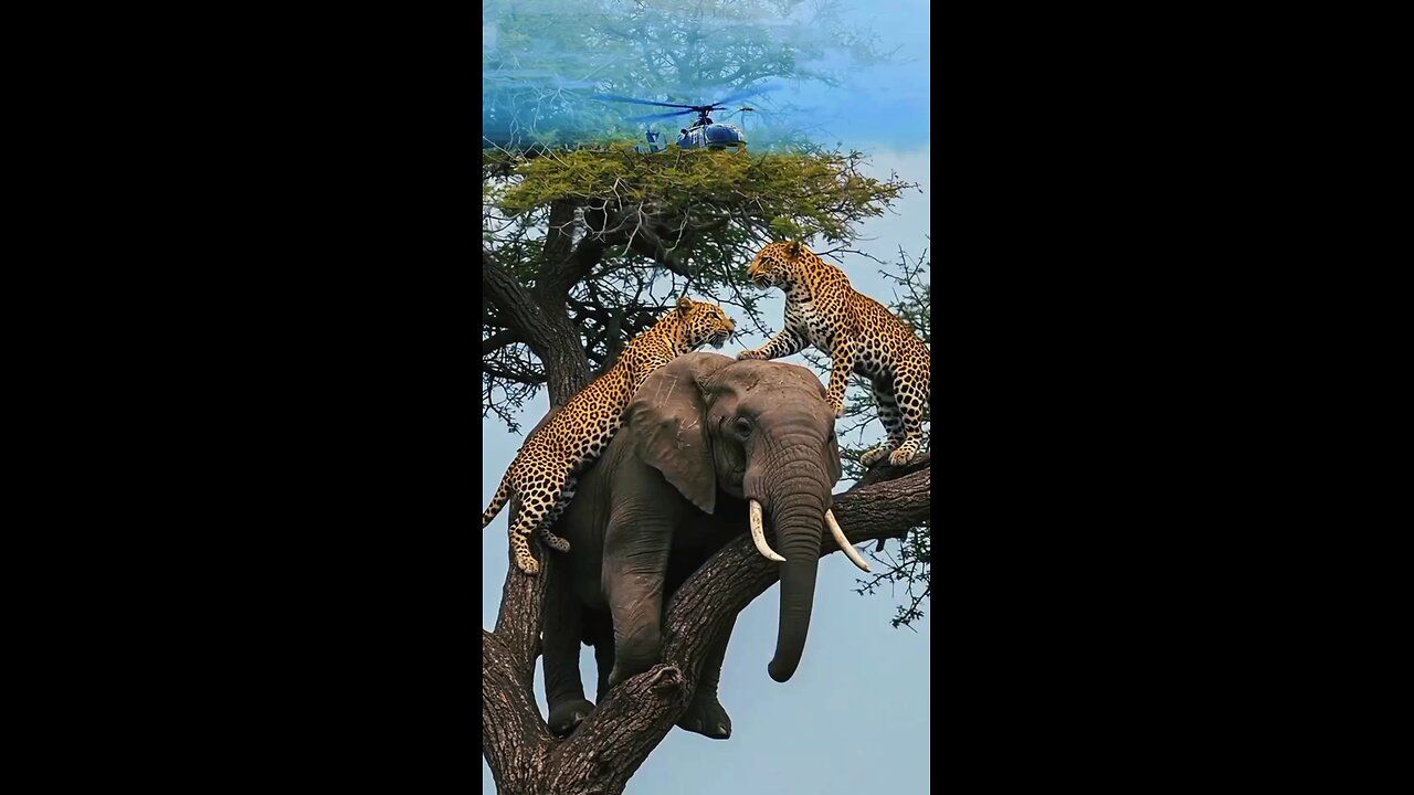 ‎🎬 ‎"Wild Showdown: Lion vs Elephant Interrupted by Helicopter!"
