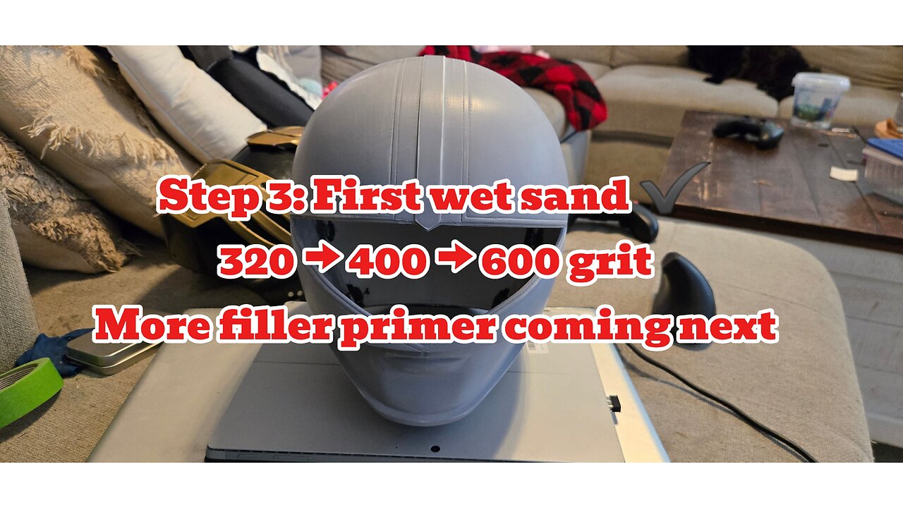 Time Force Red Helmet Build – First Wet Sand (Step 3)