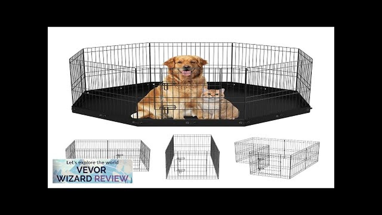 VEVOR Dog Playpen 8 Panels Foldable Metal Dog Exercise Pen with Bottom Review