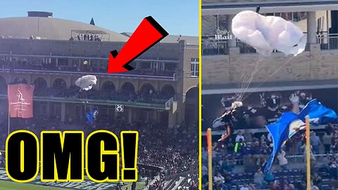 Armed Forces Bowl DISASTER! Parachutists all nearly FALL TO THEIR DEATHS! Crowd in SHOCK!