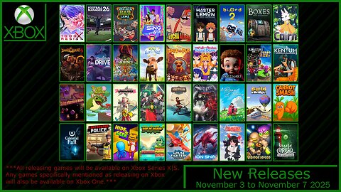 New Xbox Games for November 3 to November 7 2025