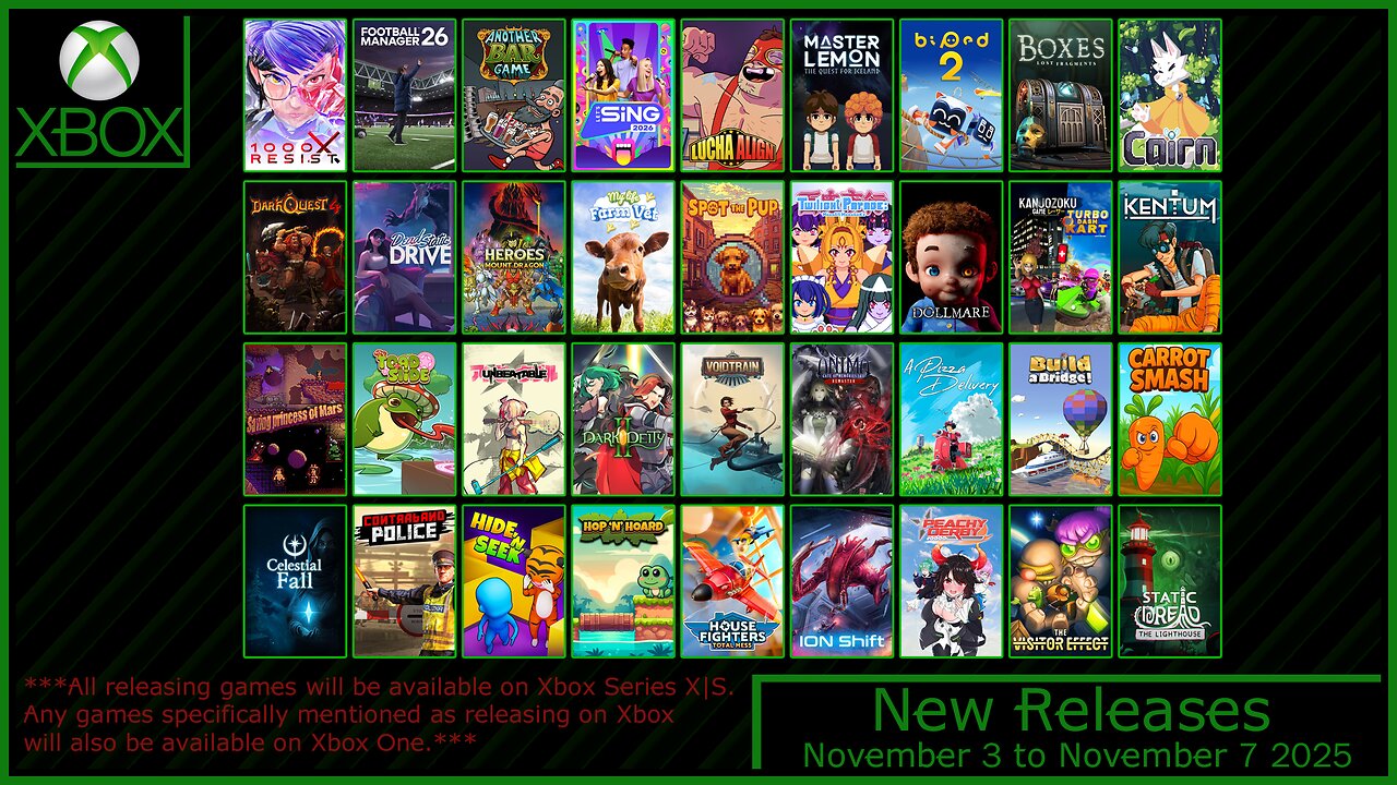 New Xbox Games for November 3 to November 7 2025