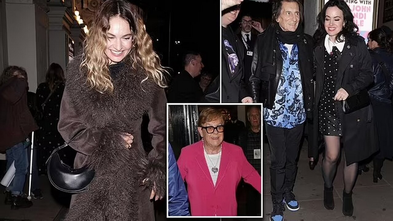 Lily James & Ronnie Wood at Elton John’s Show