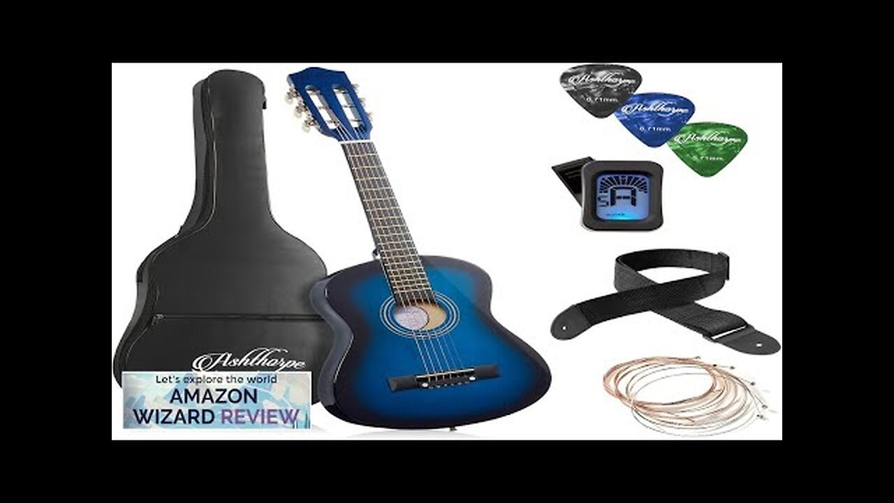 Ashthorpe 30-inch Beginner Acoustic Guitar Package (Blue) Basic Starter Kit w/Gig Bag Review