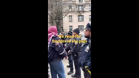 Hamas supporter harass a Muslim NYPD officer for not aiding the Islamists in their violence. DEPORT!