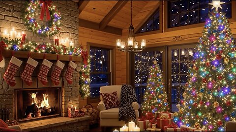 Cozy Fireplace Christmas Ambience 🎄 Relaxing Holiday Music for Deep Sleep Relaxation