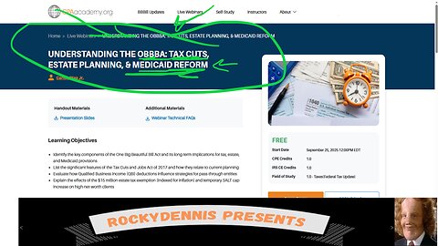 Rockydennis Presents OBBBA Tax Updates Webinar