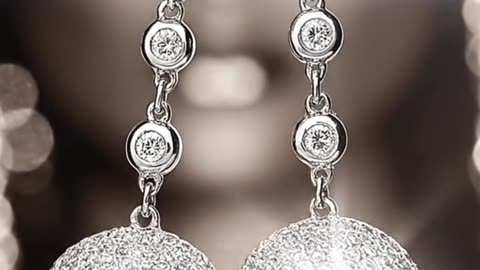 PAVE DIAMOND DISCO BALL DANGLE DROP EARRINGS