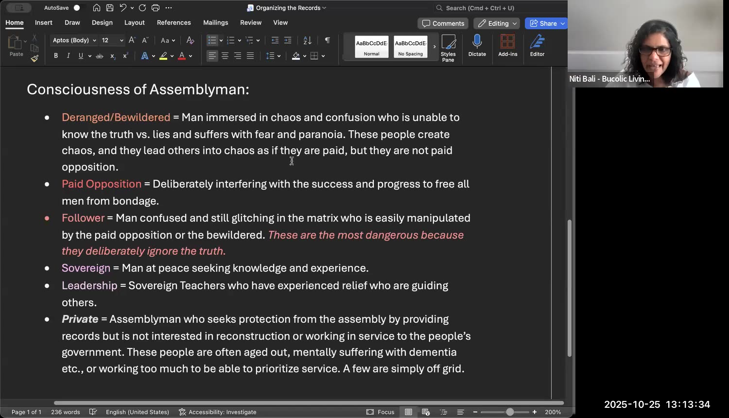 25th of October, 2025 - Bucolic Living Law Unincorporated Business Discussion