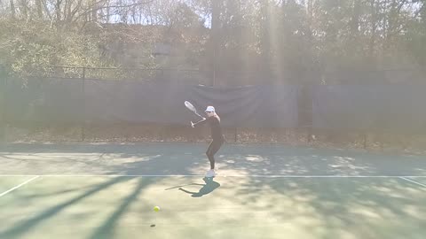 Tennis topspin forehand 1st time ever!