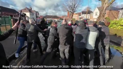 Watch as Antifa are ‘removed’ by the Britain First security team yesterday from outside