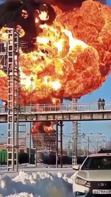 A fuel-carrying train derailed and exploded earlier today in Russia’s Tambov Oblast.