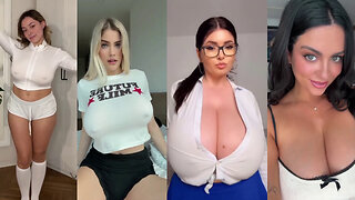 Huge Boobs / No Bra / Hard Nipples 14 - Big bank tiktok challenge ❤️‍ClipchampGirls 2025