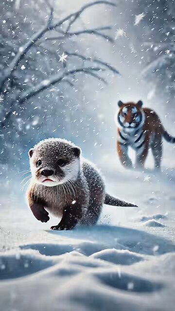 utter saved rescued from the mouth of tiger