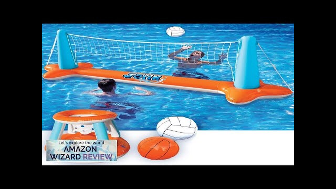 JOYIN Inflatable Pool Float Set Volleyball Net & Basketball Hoops Floating Swimming Review