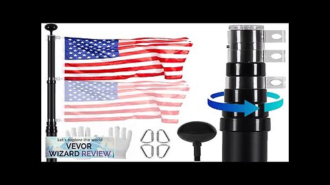 VEVOR 20FT Telescopic Flagpole Kit Heavy Duty Aluminum Flag Pole American Black Review