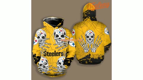 Pittsburgh Steelers Halloween Skull 3D Hoodie Yellow Black Graphic
