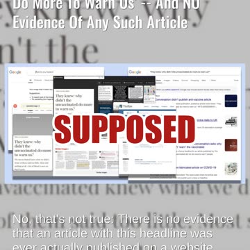Fact Check: NO Evidence Of Headline Saying 'Why Didn't The Unvaccinated Do More To Warn Us'