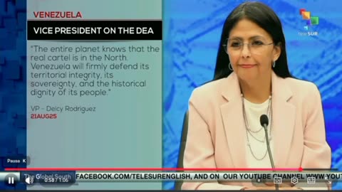 Venezuela - Vice-presidente Delcy Rodriguez sobre a DEA. 2025/08/21