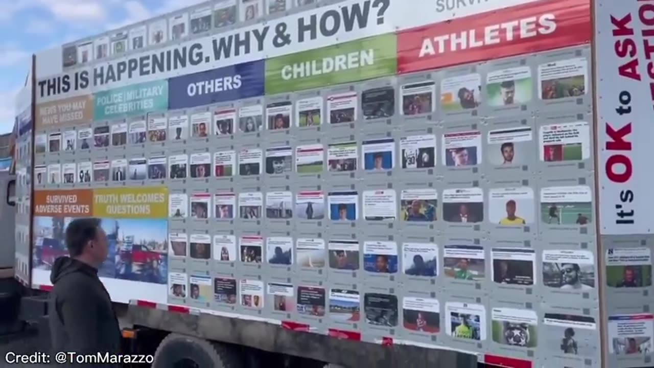 A Truck Covered In Photos Of Those Killed By The COVID ＂Vaccine.＂ (Peterborough, ON. Canada)