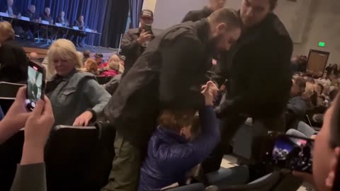 Democrat gets dragged out by security for heckling speakers at Idaho Town Hall
