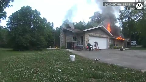Bodycam Captured Caledonia Officer Rescuing Dog From House Engulfed In Flames