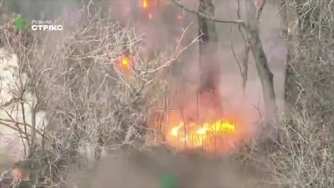 Ukrainian Drone Ignites Russian Ammo Dump Hidden in The Forest