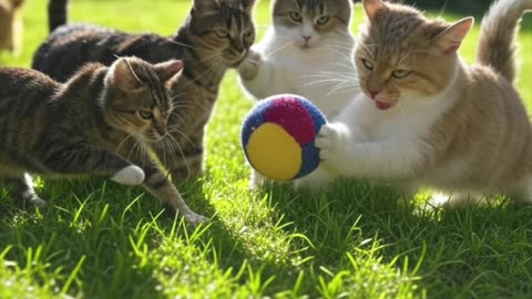 Cute Pets Playing Ball