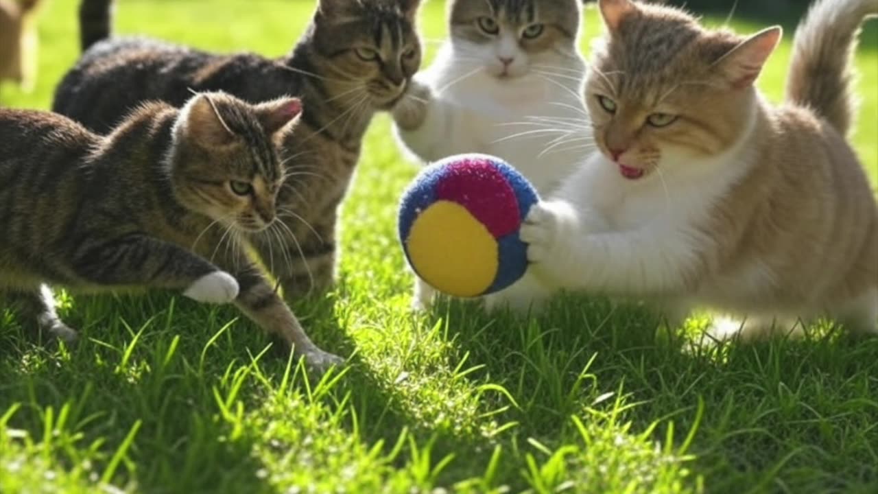 Cute Pets Playing Ball